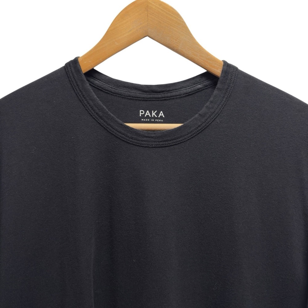 PAKA Men's Sz Large Black Royal Alpaca Cotton Crewneck Short Sleeve T-Shirt Peru